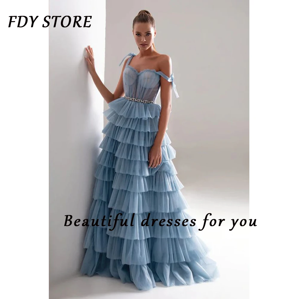 

FDY Store Prom Scalloped Neckline Sash Ruffle A-line Homecoming Formal Occasion Dress Party Evenning Elegant for Women