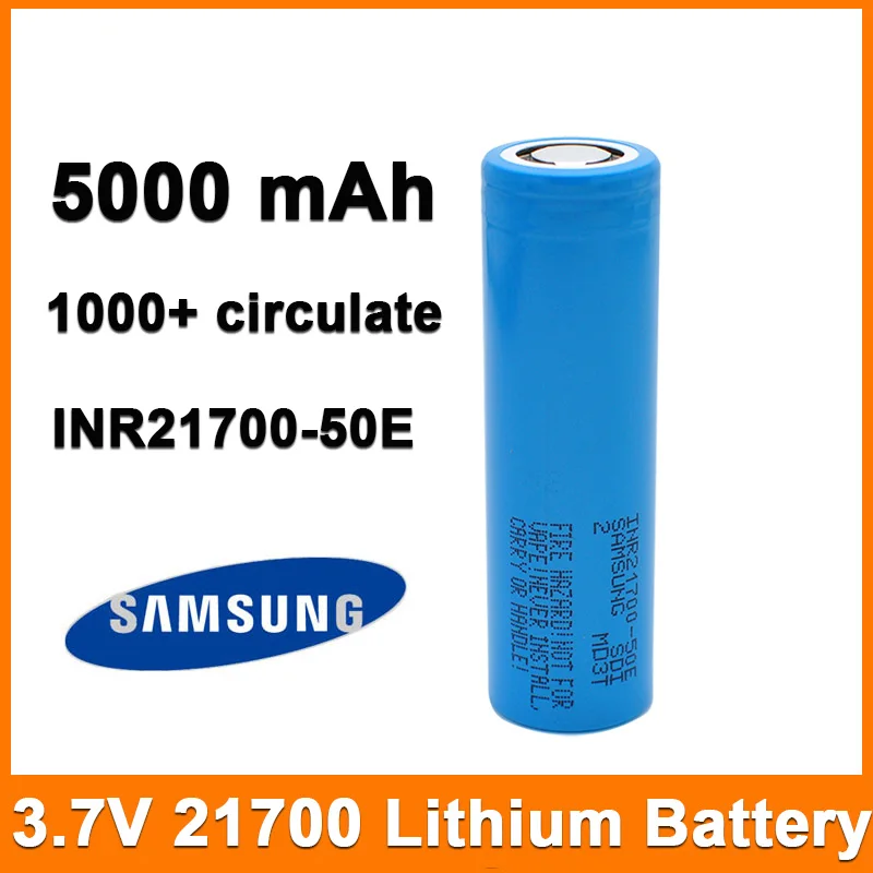 

1 pc 5000mAh 21700 Lithium Battery for Samsung INR21700-50E discharge 15A Rechargeable Batteries Flashlight