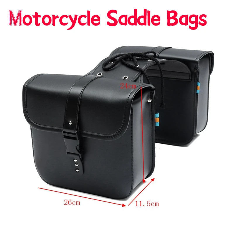 

Pair Motorcycle Saddle Bags Side Storage Luggage Bag Fork Tool Pouch Black Bags Universal For Honda/Yamaha/Suzuki