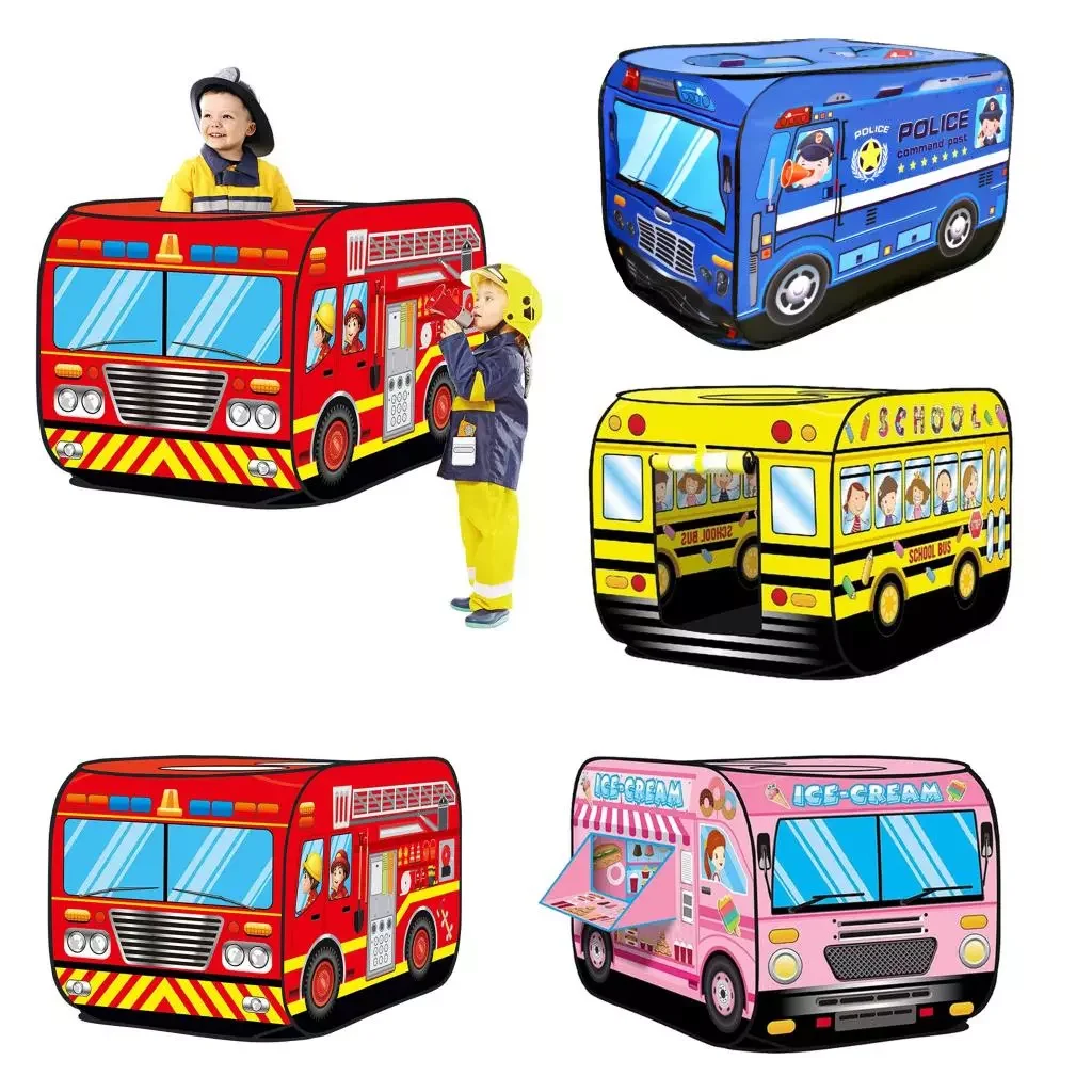 

Children's Tent Popup Play Tent Toy Outdoor Foldable Playhouse Fire Truck Police Car icecream car kids Game House Bus Indoor