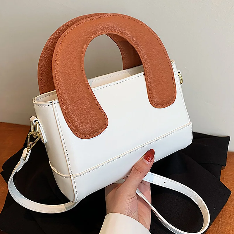 

Panelled Wide Handle Handbags Female PU Leather Crossbody Shoulder Bags Women's Brand Designer Luxury Top-handle Bag and Purses