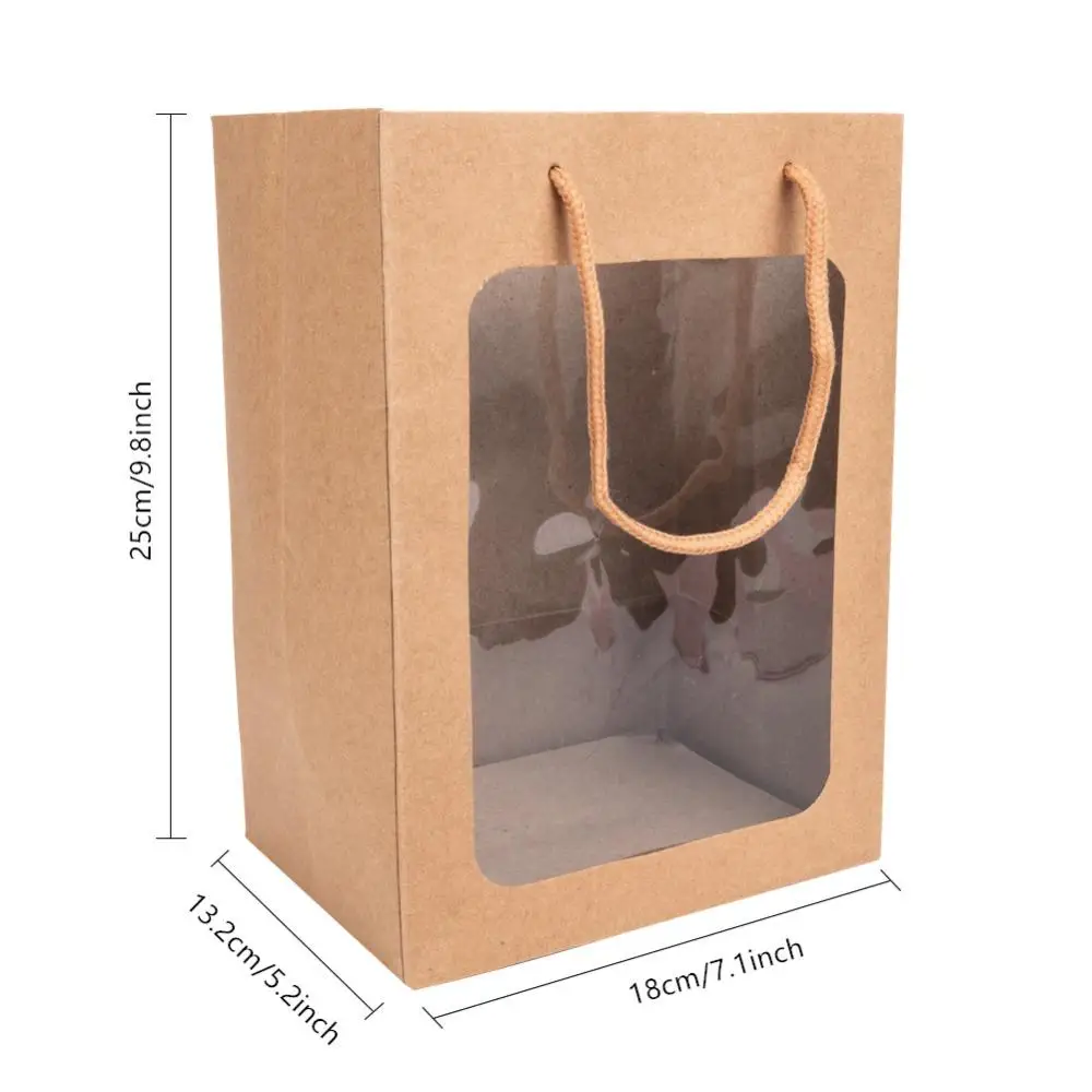 10Pcs Transparent Window Kraft Paper Gift Bags For Wedding Birthday Party Favor Storage Portable Jewelry Packaging Box