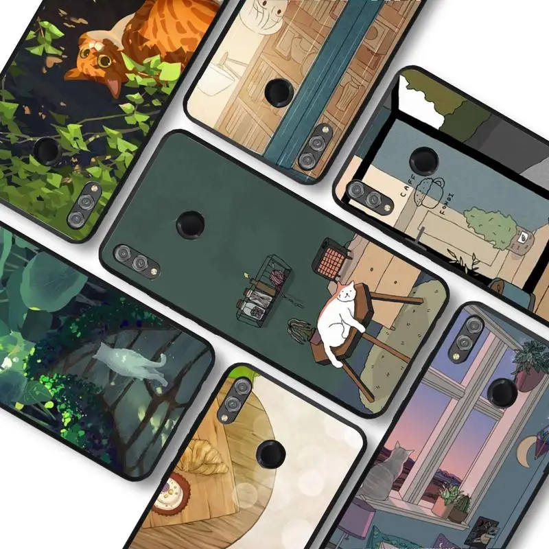 

RuiCaiCa illustration Cute Japanese Cats Phone Case for Samsung A51 A30s A52 A71 A12 for Huawei Honor 10i for OPPO vivo Y11