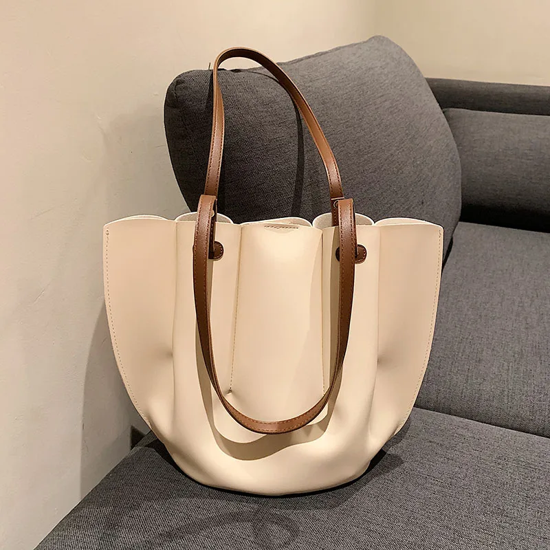 

Simple Fashion Women PU Leather Totes Large Capacity Ladies Shoulder Bags Casual All-match Handbags Shopper Bag