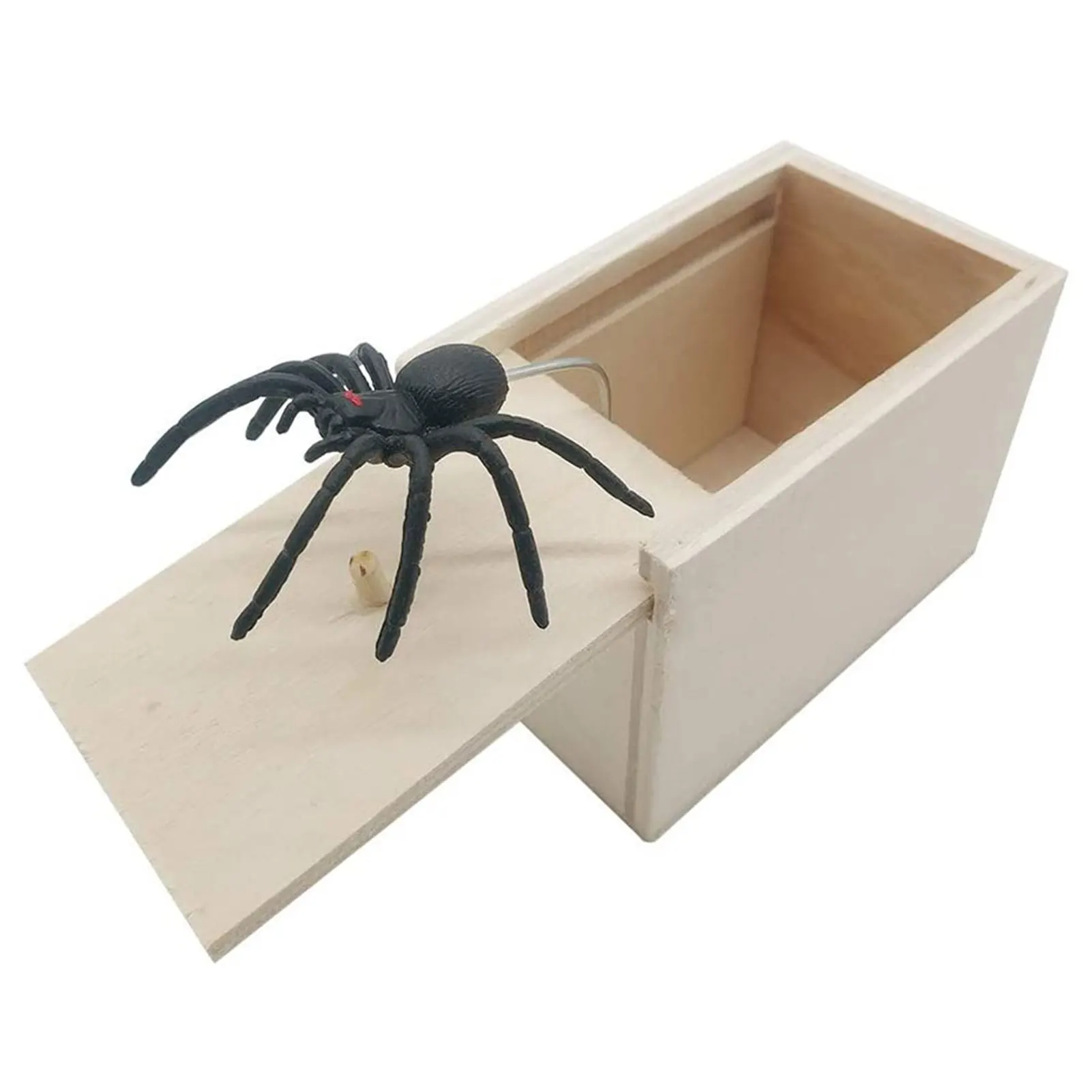 

Wooden Prank Trick Practical Home Office Scare Toy Box Gag Spider Kid Parents Friend Funny Play Joke Gift Surprising Box