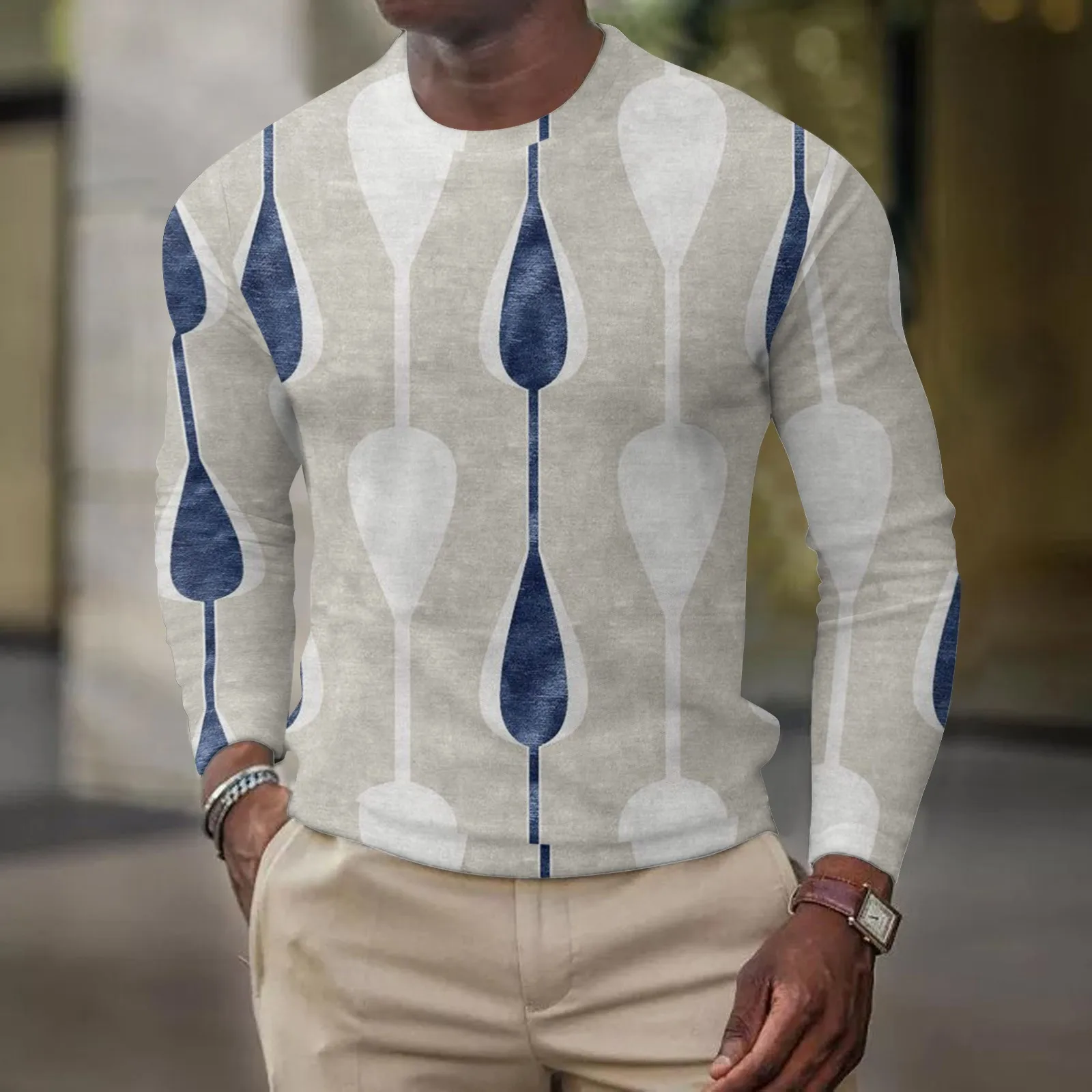 

Mens Socks Size 9-11 Male Autumn And Winter Plaid Full Print T Shirt Large Size Round Neck Long Sleeve Men Long Sleeve Tee Shirt