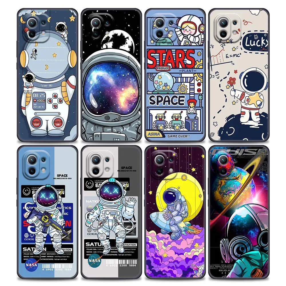 

Funda Para For Xiaomi Mi 11 Lite 5G NE 11i 11X 11T 12 Poco F1 F3 X3 X4 Pro Case Silicone Cover Cartoon Astronaut Star Spaceman