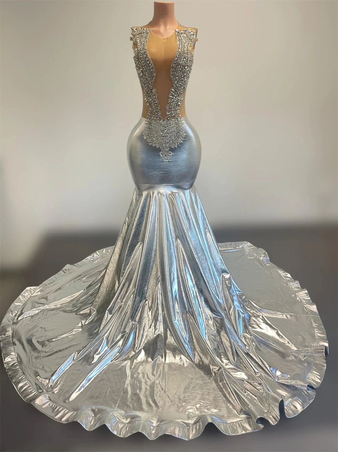 Блестящие серебряные длинные платья для выпускного вечера черных девочек