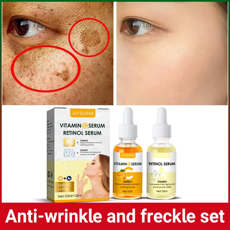 

Retinol Anti-Aging Face Serum Fade Fine Lines Vitamin C Whitening Essence Remove Dark Spots Brightening Morning Night Skin Care