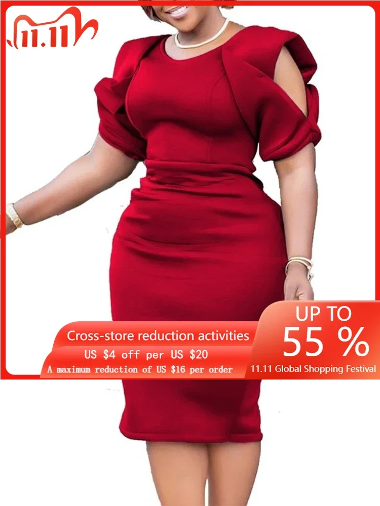 

Летнее облегающее мини-платье, африканские платья для женщин 2022, повседневное элегантное Бандажное платье с высокой талией и лепестками, Женская африканская одежда