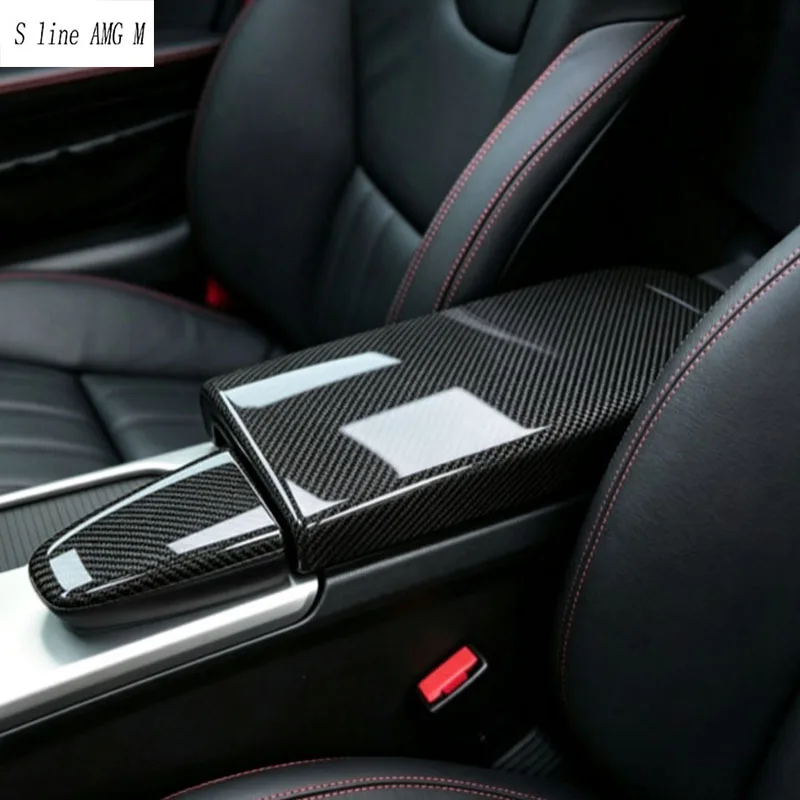 Фото Для Mercedes Benz SLK R172 2011-2015 класса RHD, карбоновый накладной органайзер для подлокотника, держатель для CD и стаканов, наклейка на рычаг переключения передач, аксессуары для салона. №1