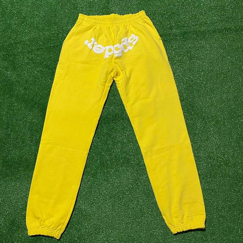 

Yellow Sp5der 555555 Angel Sweatpants Men Women Top Version Fashion Sp5der Letter Joggers Drawstring Pants