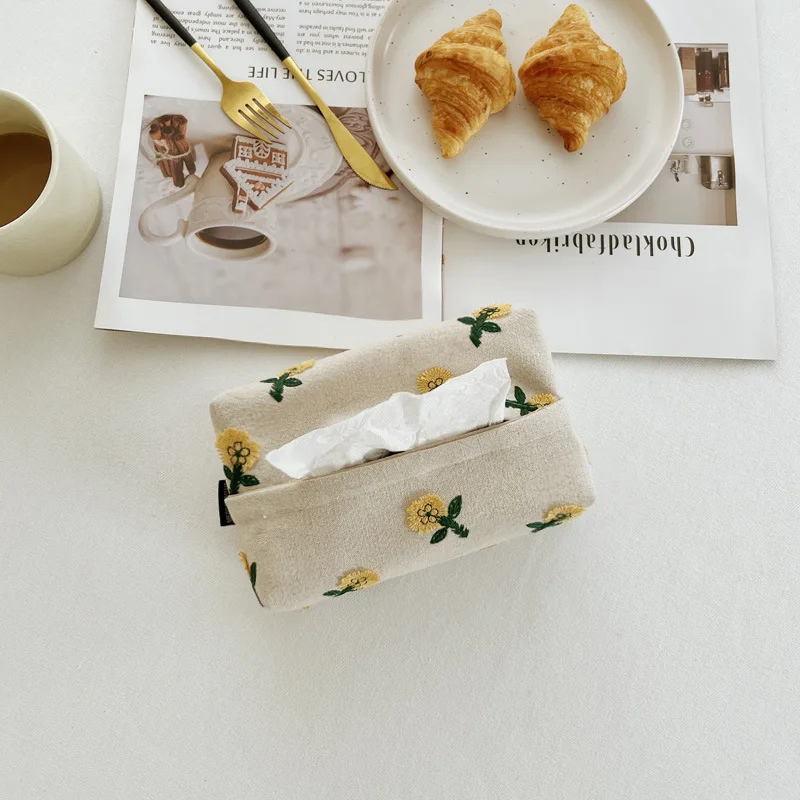 Японская 3D Маленькая желтая цветочная ткань вышитая бумажная коробка модель для