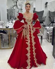 Роскошные красные арабские вечерние платья в Косово, кружевное платье-Русалка с аппликацией и кристаллами для выпускного вечера, женские платья для вечеринки, платье с узором