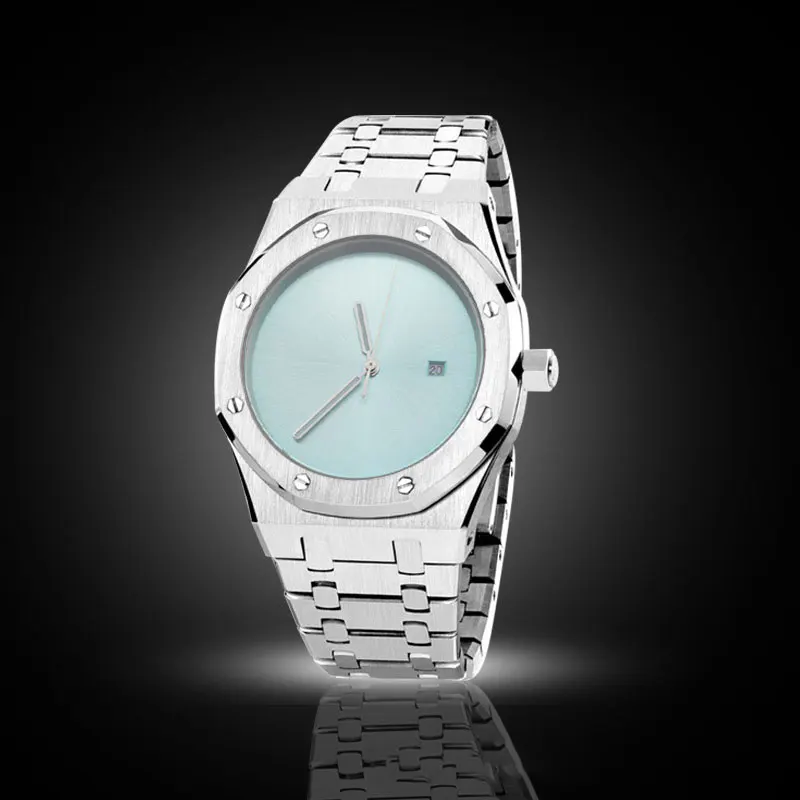 

Silver 41mm AP 316L Precision Steel Brushed High Grade Men's Quartz Watch Miyota2115 Movement Glow Date Waterproof Top Quality