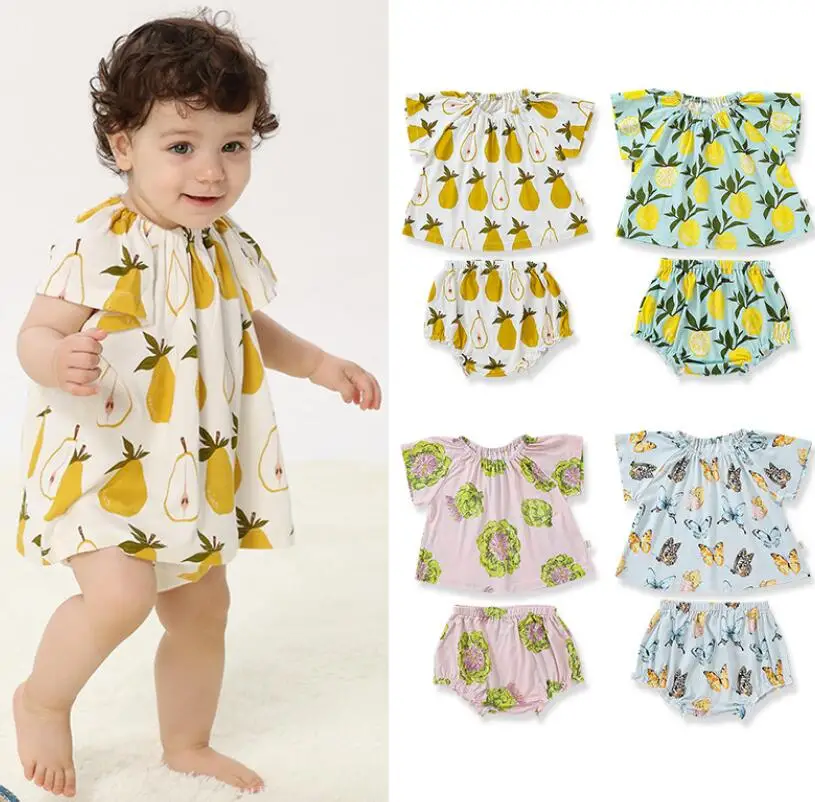 

Retail 2022 Summer New Baby Kids Cute Printed Sets, T-shirt+Shorts 0-3T