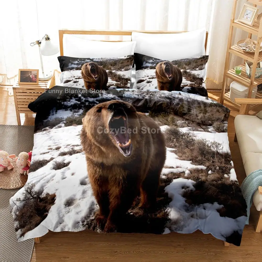 

Animal Brown Bear Bedding Set 3d Duvet Cover Sets Comforter Bed Linen Twin Queen King Single Size Home Decor Fashion Scenery