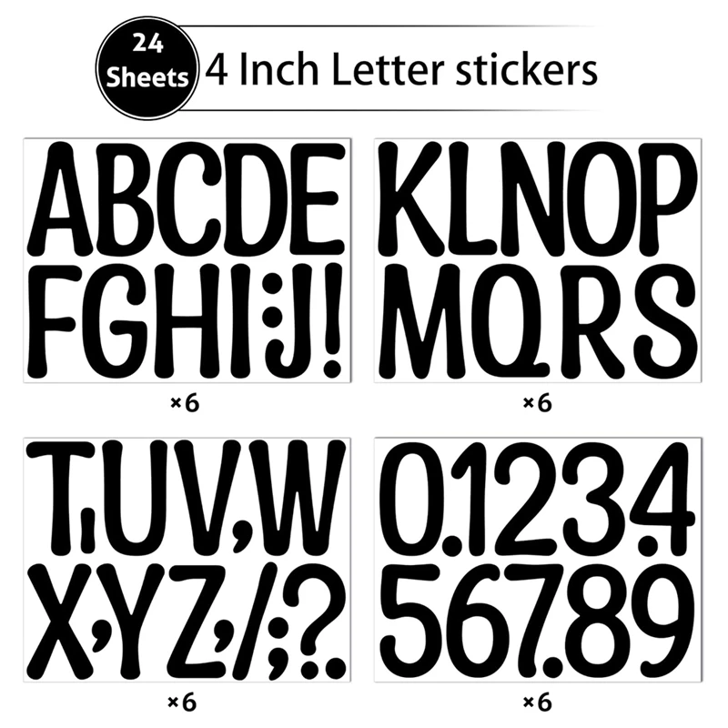 24 листа наклейки с большими буквами 4-дюймовые и алфавита виниловые