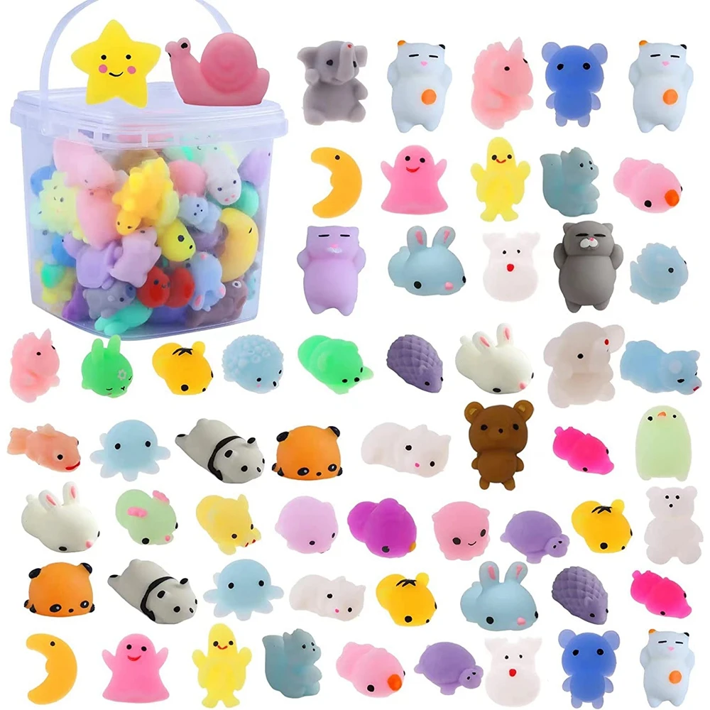 72PCS Mochi Squishy Toys Squishies Fidget Toys Kawaii Animals for Party Favors Classroom Prize Fillers Pack Bulk Gift Boys Girls