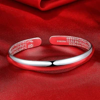 s925 sterling silver glossy heart sutra concubine bangle ethnic style bangle sterling silver jewelry gift