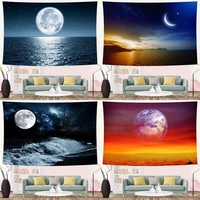 3d print sea full moon planet wall hanging tapestry bedroom living room decor boho ocean waves natural scenery tapestries mural