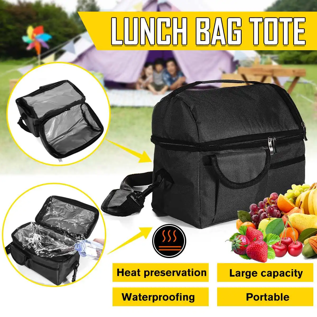 

8L Insulated Lunch Bag Tote For Food Storage Bag Waterproof Cooler Bag Insulated Lunch Box Thermal Lunch Bag for Kids Picnic Bag