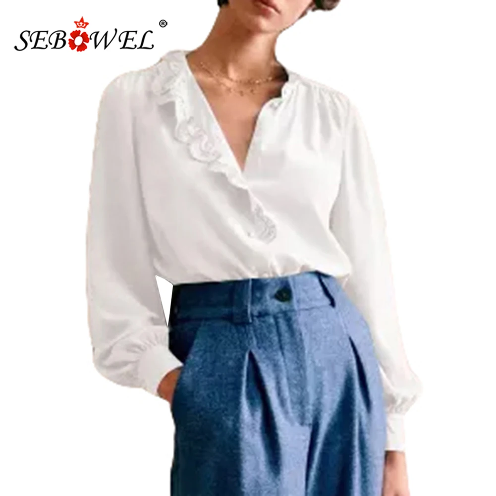 

SEBOWEL2022 Autumn/Winter Fashion Women's Dress Temperament Workplace Shirt Casual Versatile Cardigan Elegant French Premium Top