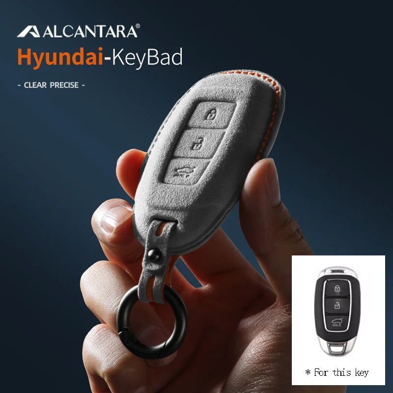 

Alcantara Car Accessories Fob Key Case Cover Holder for Hyundai Solaris Azera Elantra KONA KAUAI Grandeur IG Accent Santa Fe