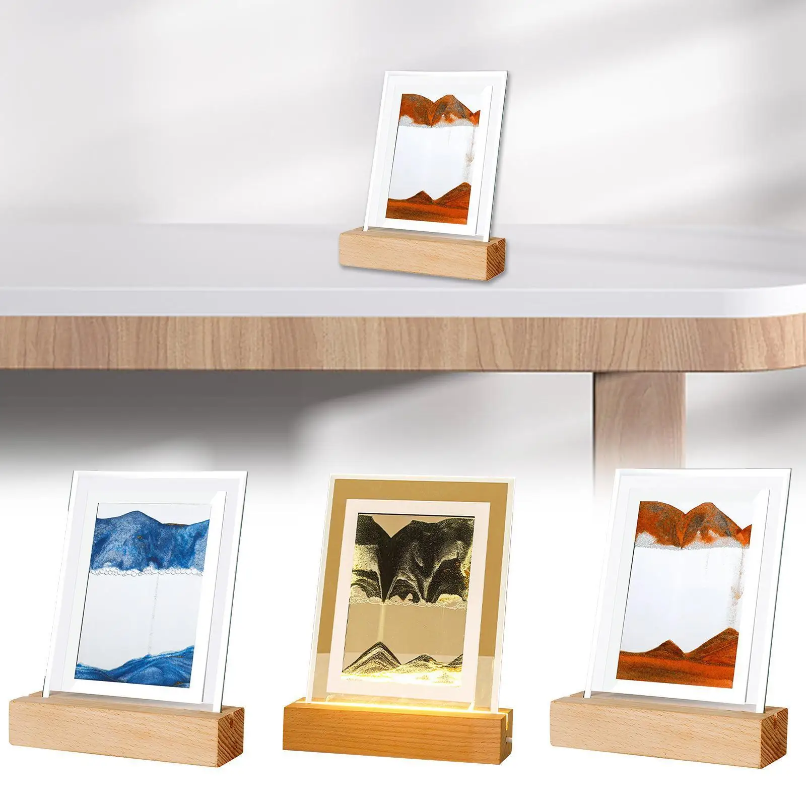 

3d стеклянный светильник с пересыпающимся песком, подключаемый к Usb-порту, декоративный Настольный светильник для спальни, прикроватный све...