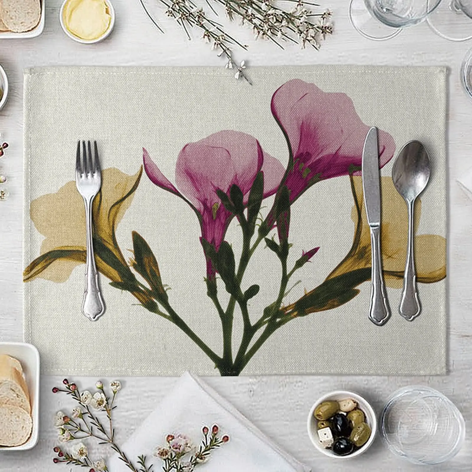 

Большие коврики для обеденного стола, розовые и желтые салфетки для обеденного стола, хлопковые и льняные салфетки, квадратные 2