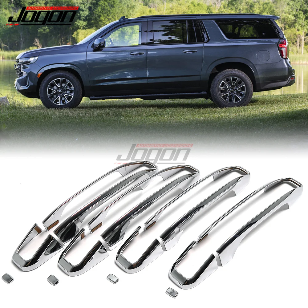 

For GMC YUKON XL For Chevrolet Chevy Suburban Tahoe For Cadillac Escalade 2021+ Car Door Handle Cover Sticker Trim Frame Chrome