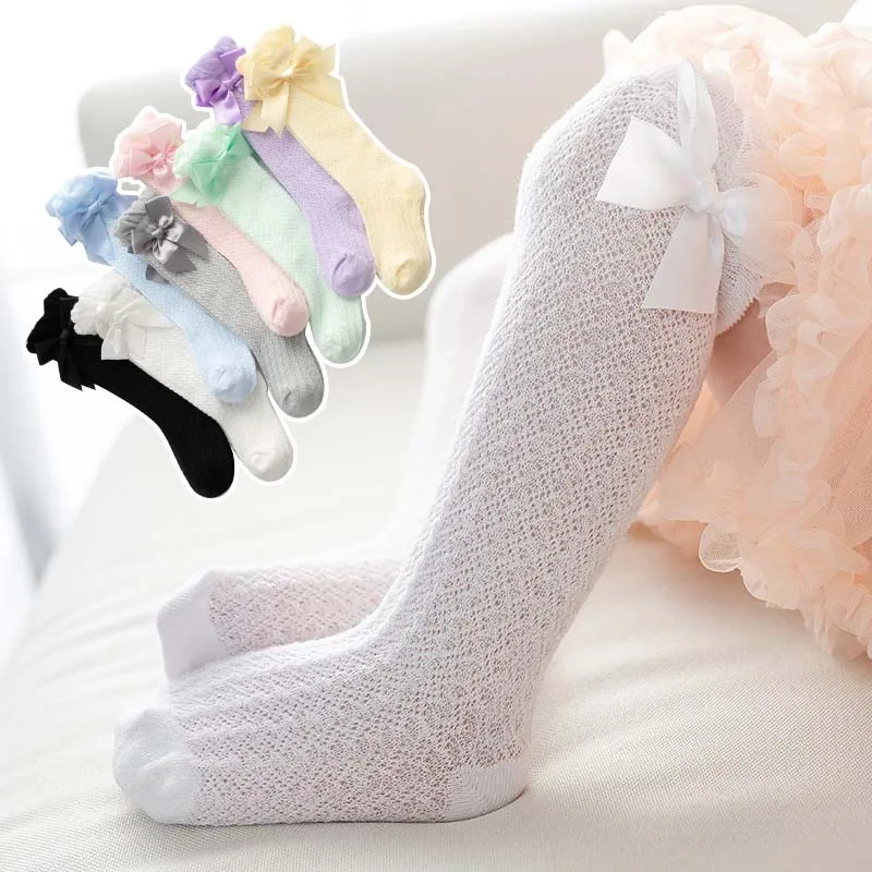 

Children Girls Royal Style Bow Knee High Fishnet Socks.Baby Toddler Bowknot In Tube Socks.Kid Hollow Out Sock Sox 0-4Y