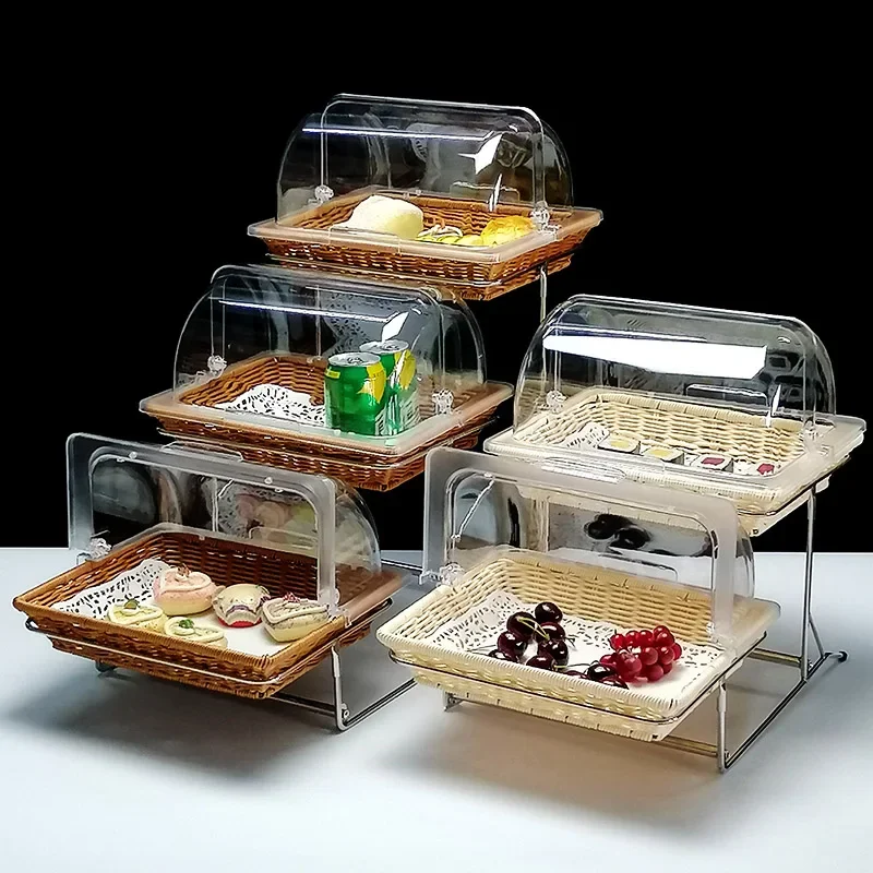 Hotel Commercial Creative Three-layer Bread Dim Sum Restaurant Tableware Buffet with Cover Fruit Plate Multi-layer Display Stand