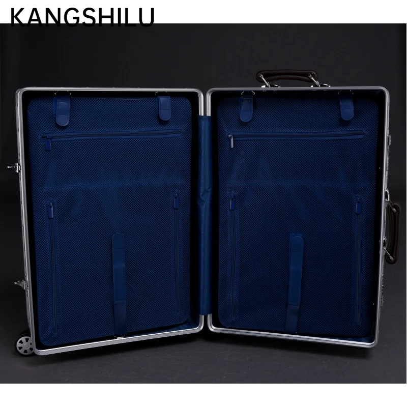 

KANGSHILU 100%, чемодан из алюминиево-магниевого сплава, 20 дюймов, 24 дюйма, 26 дюймов, 29 дюймов, чемодан, Женский чемодан на колесиках