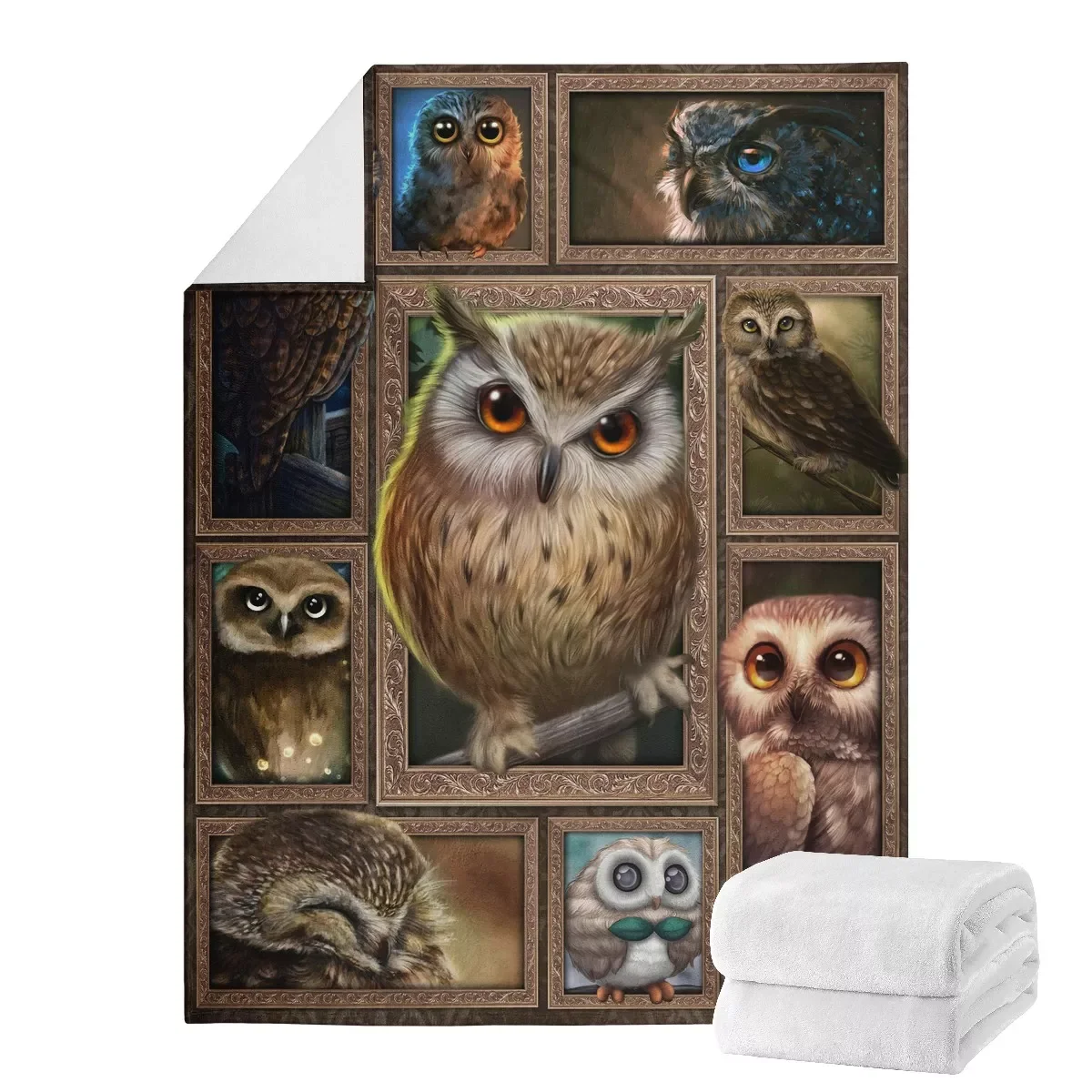 TOADDMOS Funny Owl Splicing Design Fleece Blankets Microfiber Bedroom Living Room Thin Cover Quilt Sofa/Bed Comfort Soft Sherpa
