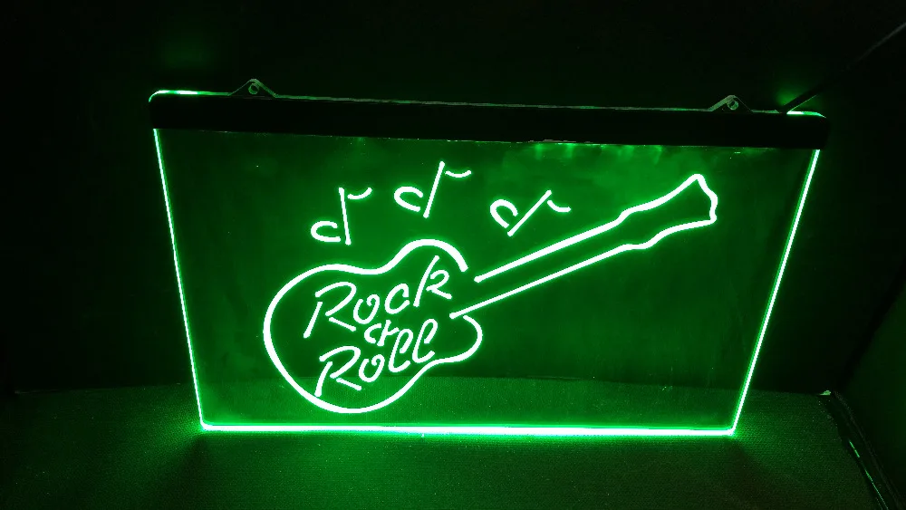Рок-н-ролл гитара Музыка 3 размера новый пивной бар Паб Клуб 3d вывески