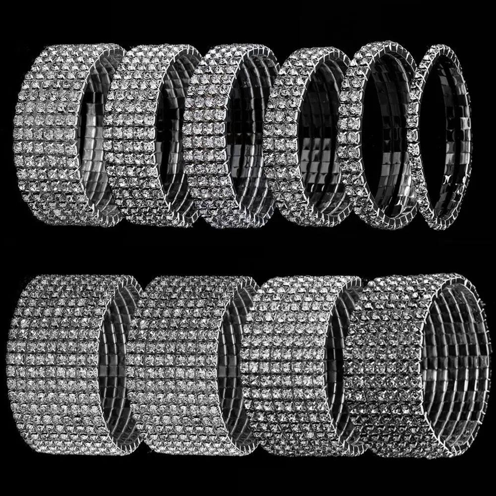 1-10 рядов модные ювелирные изделия браслет для невесты стрейчевый со стразами