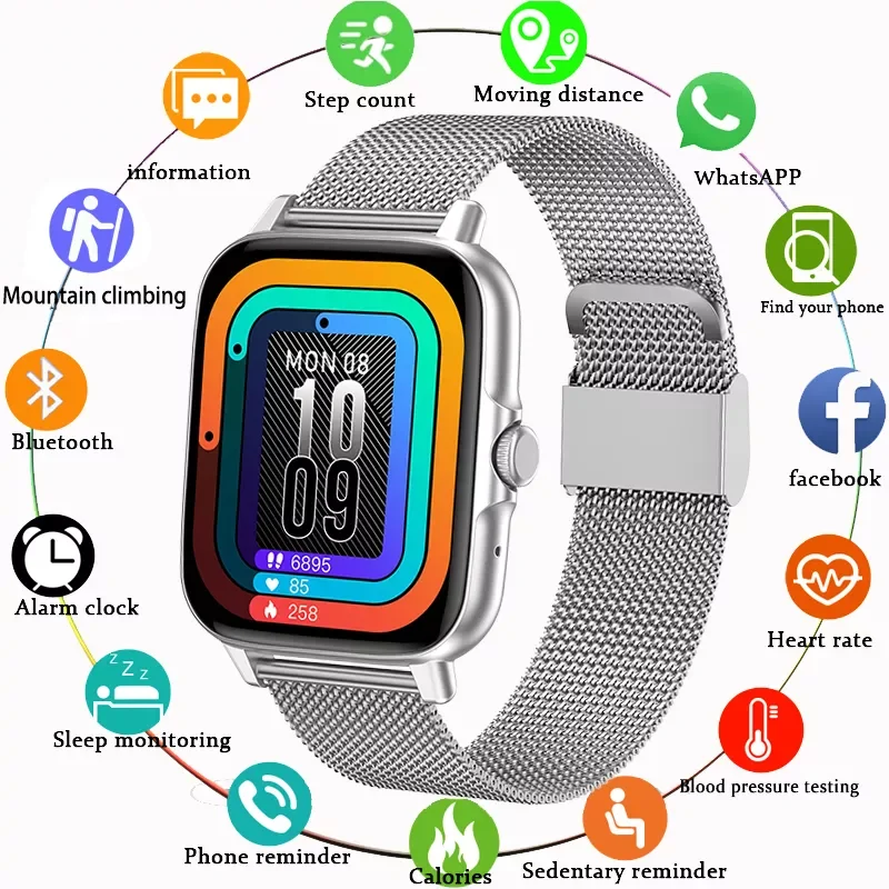 

Смарт-часы с поддержкой NFC для мужчин и женщин, сенсорный экран 1,69 дюйма