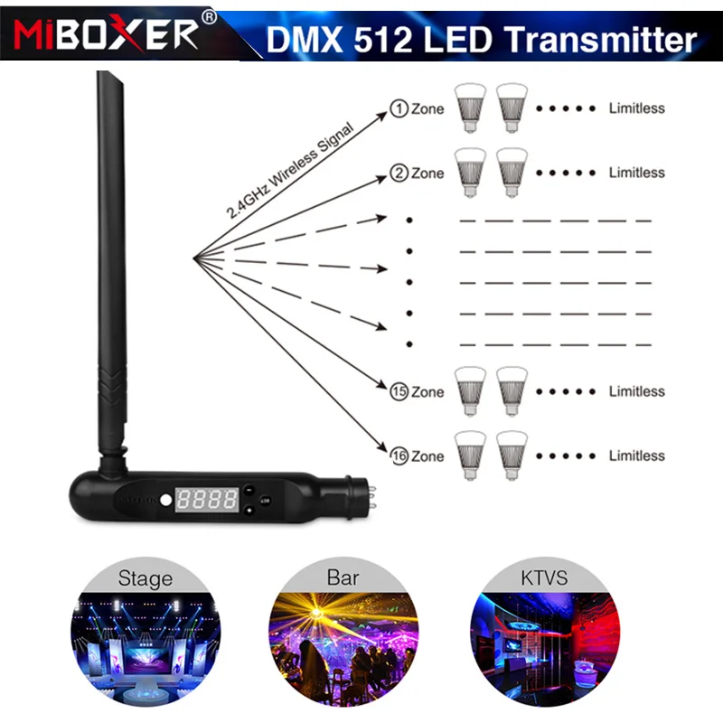 Miboxer FUTD01 DMX 512 LED Transmitter Digital screen display 2.4G Wireless Receiver Use for  for Disco LED Stage Effect Lights