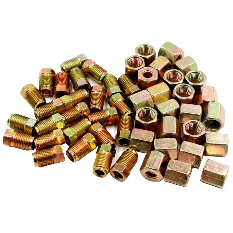 

25 Sets Brake Pipe Nuts Bubble Flare Nut Brake Line Pipe Connector Brake Pipe Nuts Flare Tube Nut Brake Line Pipe Fittings
