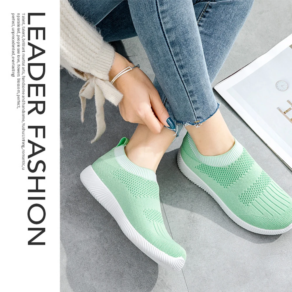 New Large Size Women's Shoes Fly Knitting Shoes Lightweight Socks Shoes Fashion Sports Single Shoes Fly Knitting Loafers Casual