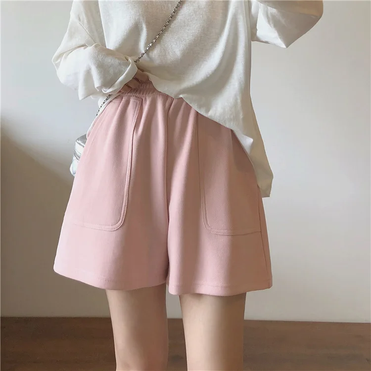 Yasuk Spring Summer Fashion Sporty Casual High Waist Slim Loose Shorts Pants Sweet Cool Girl Soft Solid Versatile 2Pcs