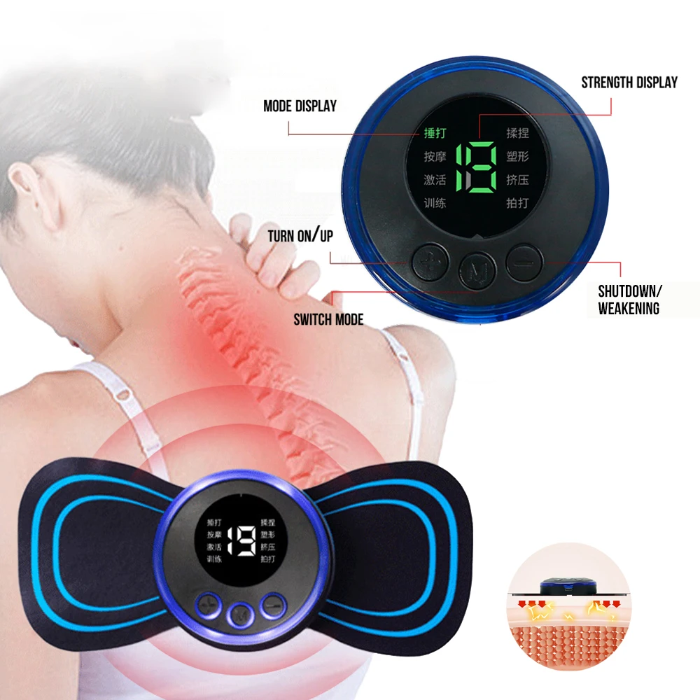 

EMS Pulse Neck Massager Patch Mini Electric Body Massage Muscle Pain Relief Portable Massager Gel Pads Stickers Body Relaxation