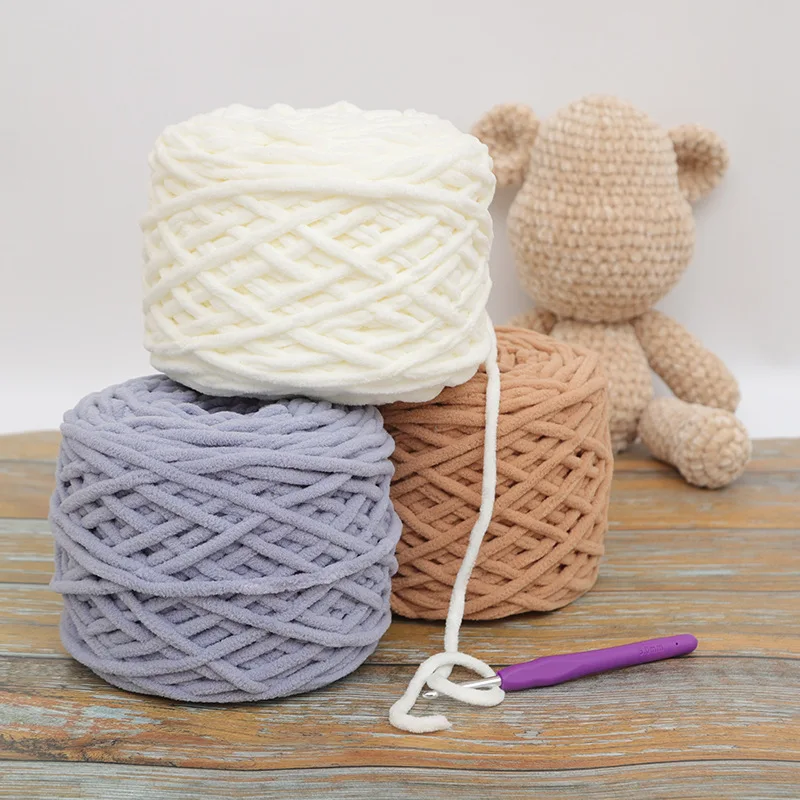 Нить бархатная толстая для вязания, 190 г/шарик