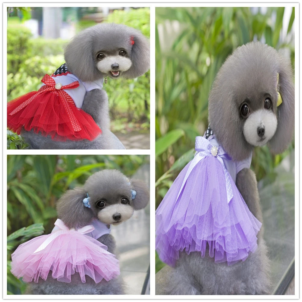 

Pet Clothes Dog Clothes Spring and Summer Princess Skirt Peach Heart Fluffy Yarn Skirt Yorkshire Terrier Costume for A Dog Small