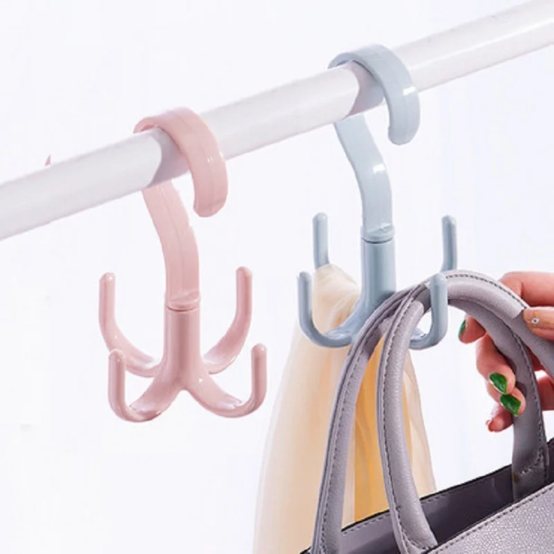

Rotated Hanger Hooks Wardrobe Four Claws Hooks Dry Wet Dual Use Towel Hanger Home Clothes Shoes Multi-Function Storage Hangers