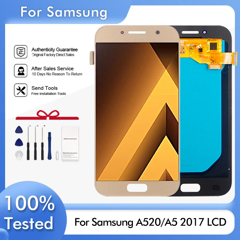 

ЖК-дисплей Amoled A520 для Samsung Galaxy A5 2017 с сенсорной панелью и дигитайзером в сборе A520M A520F, 1 шт., бесплатная доставка