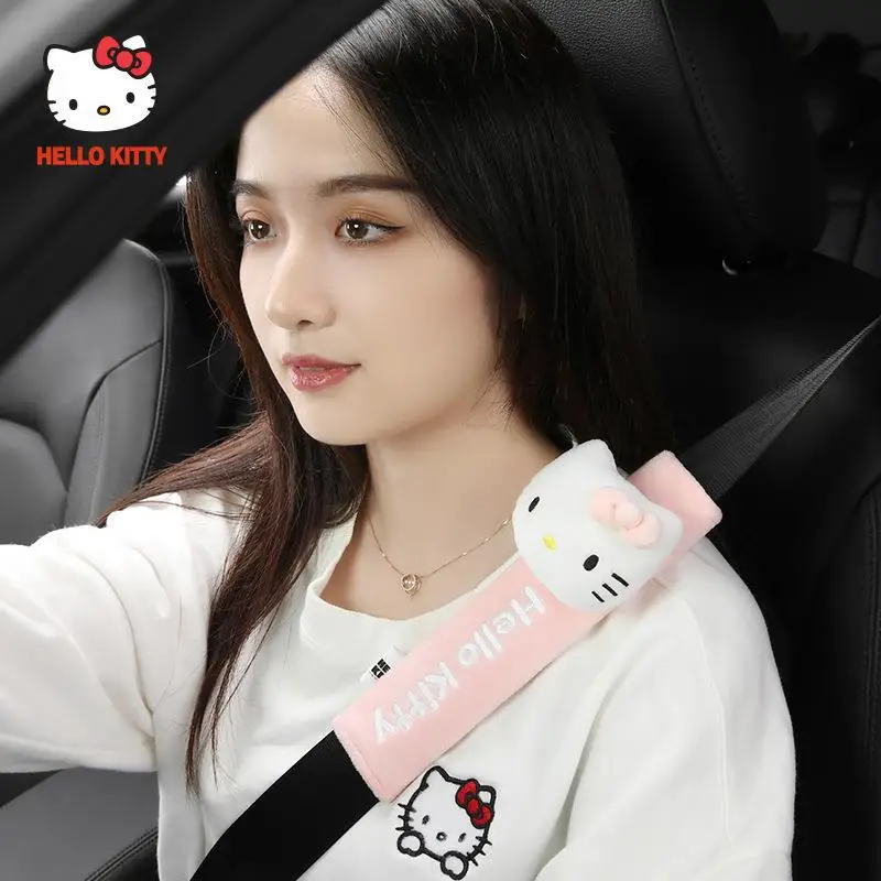 

Kawaii Sanrio, протектор автомобильного ремня безопасности Hello Kitty, милая анимация, наплечная защита, автомобильные аксессуары для девочек, подаро...
