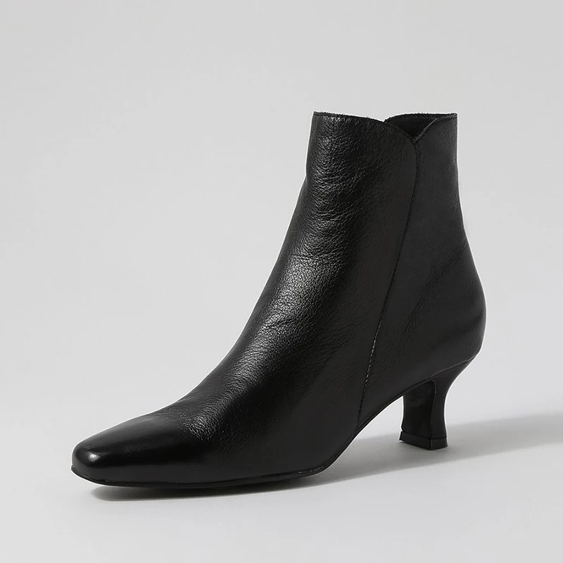 

Новинка Осень-зима, модная женская обувь, мягкая воловья кожа, квадратный каблук средней высоты, модные простые женские ботинки