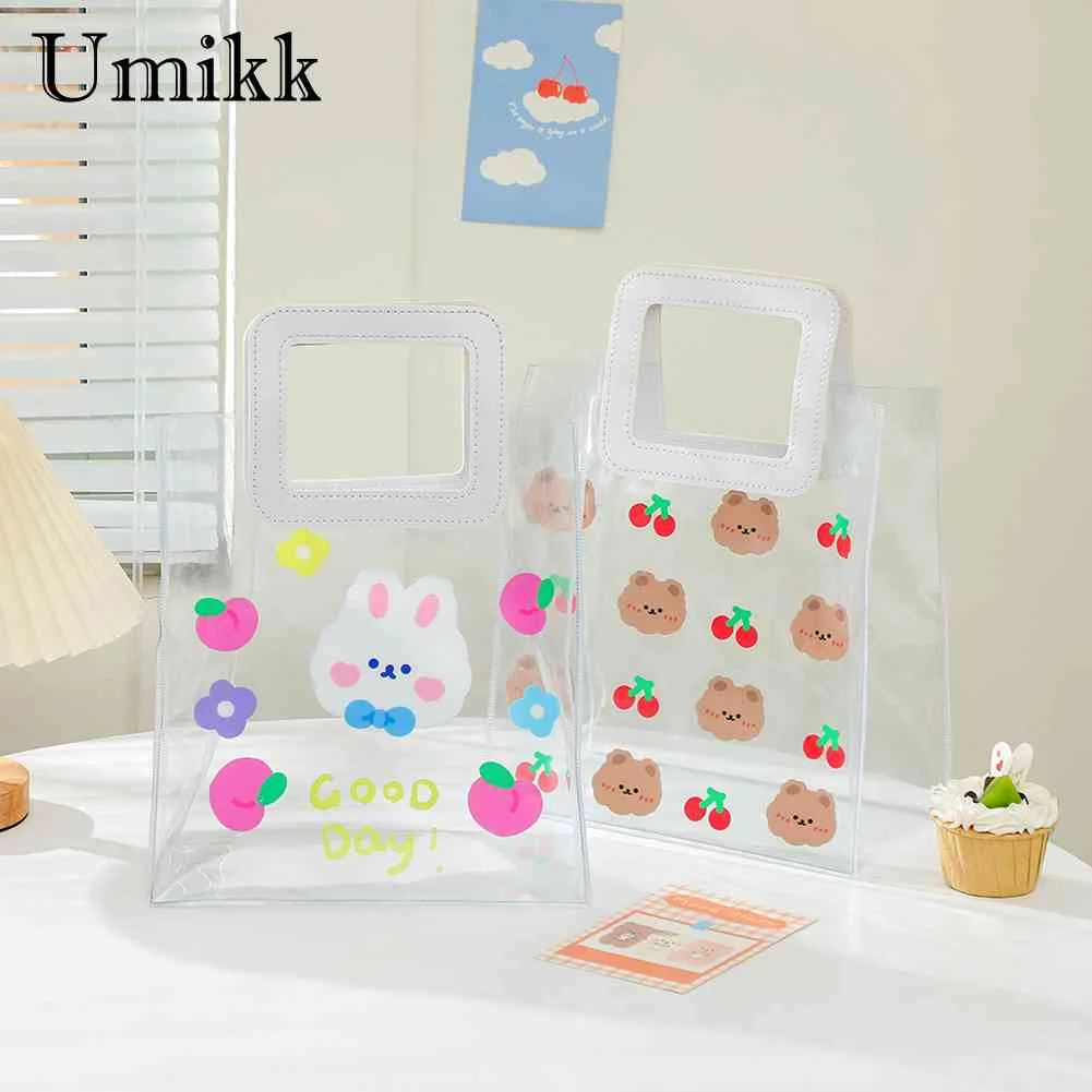 

Summer PVC Clear Women Handbag Cartoon Cute Bear Women Beach Handbag Casual Transparent Beach Bags Teen Girls